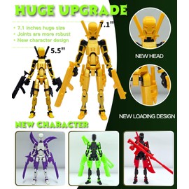 7.1" T13 Action Figure for Kids,3D Printed Titan 13 Figure with Multiple Accessories,Dummy 13 Christmas Stocking Stuffer Gift for Boys and Girls(4 PCS)