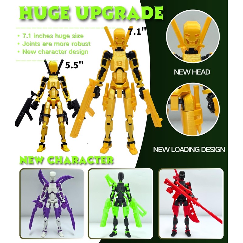 7.1" T13 Action Figure for Kids,3D Printed Titan 13 Figure