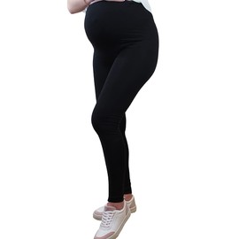 Mamatoto Maternity Leggings Soft Stretch Cotton Pregnancy Over Bump Adjustable Waist Black
