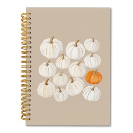 fZSZSD Fall Pumpkin Spiral Notebook 5.5x8.3, Vintage Autumn White Pumpkins Journal, Autumn Journal for Writing, Fall Neutral Notebook for Note Taking, Pumpkin Gifts for Women