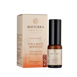 Bioterra Organic Collagen Booster Anti-Aging Eye Cream, Natural and Vegan, With Pomegranate and Rosemary Oils, 15 ml
