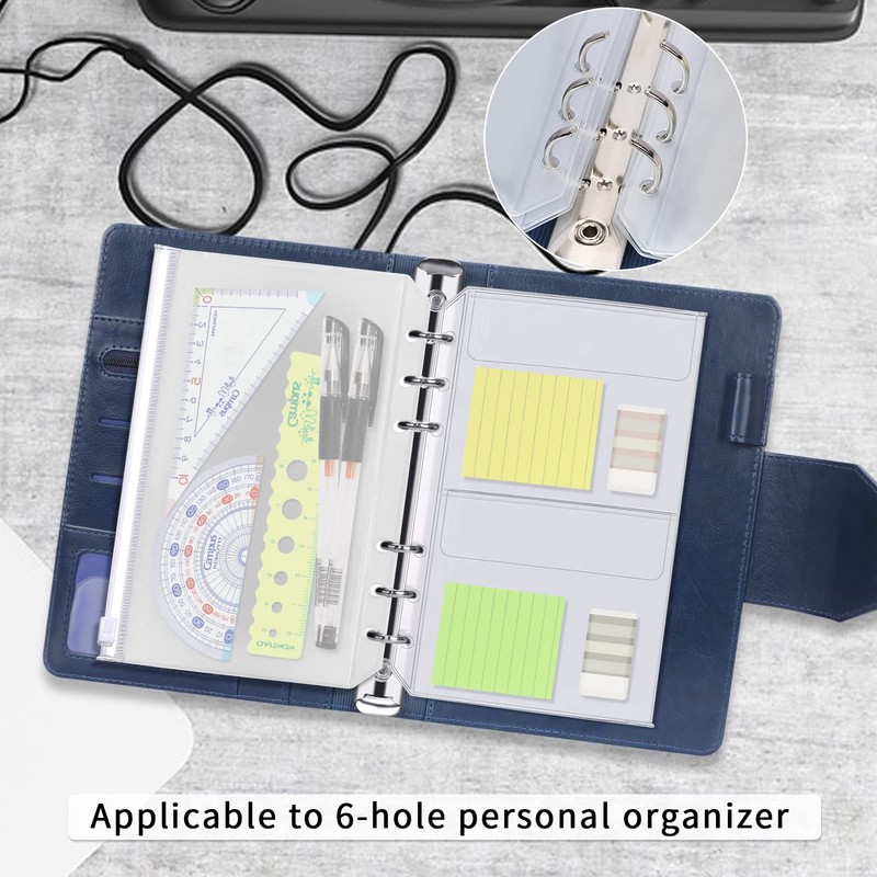 Skycase A5 Binder Pockets, 6-Hole Zipper Pockets Plastic Loose-Leaf Folders,