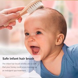 YarraModes Baby Goat Hair Brush and Comb Set for Newborns & Toddlers| Eco-Friendly Safe Brush | Natural Wooden Comb | Soft Bristles for Cradle Cap | P