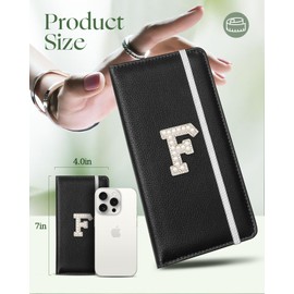 Slohif Checkbook Cover and Checks Register - Initial Leter F Pattern Leather Personal Duplicate Check Holder Wallet for Women Men Top Side Tear