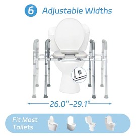 Raised Toilet Seat with Handles, Toilet Seat Risers for Seniors Width and Height Adjustable Raised Toilet Seat with Handles for Elderly