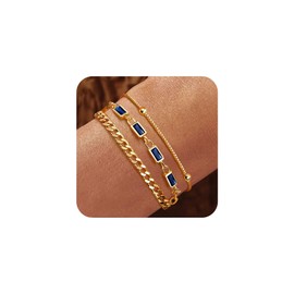 PATISORNA Gold Bracelet for Women 18K Gold Plated Stacking Bracelet Set Dainty Zircon Link Paperclip Chain Bracelets for Women Teenage Girls Gifts Trendy Jewelry