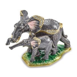 Luxury Giftware by Jere Bejeweled ELLA & ELI Mom & Baby Elephant Trinket Box