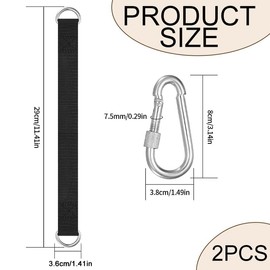 KOZOY Swing Attachment Set, 2 Pieces Hammock Attachment 2.5 x 30 cm, Swing Attachment with Carabiners D-Rings for Hammocks, Swings, Bars Walls