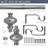 Cardiff 36-72 Inch Adjustable Curtain Rod Set, 1 Inch Diameter