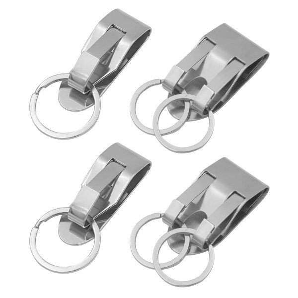 Jwodo 4 Pcs Belt Key Holder Clips, Stainless Steel Security