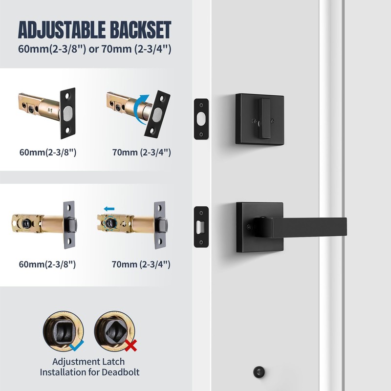 LOQRON Front Door Handleset Heavy Duty Door Handle and Deadbolt