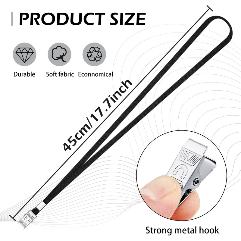 XHDA 100PCS Black Lanyards for Neck, Lanyards for ID Badge,