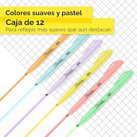 Sharpie Resaltadores de bolsillo, colores pastel suaves, surtidos, punta de cincel, 12 unidades, para uso escolar, hogar y oficina, suministros para p