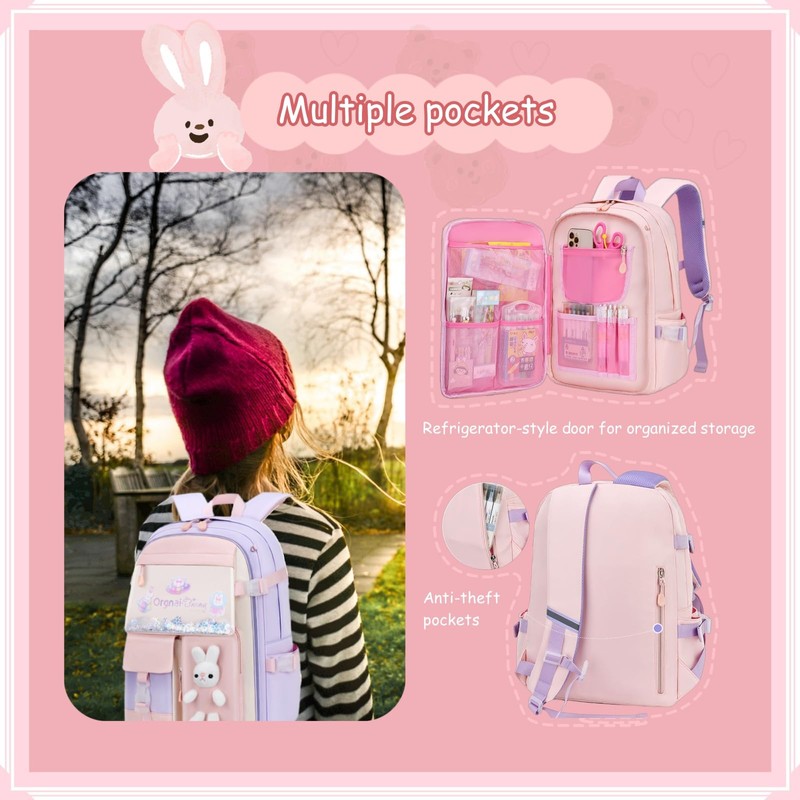 VIDOSCLA Bunny Backpack for Girls Kawaii Girls Backpack for School