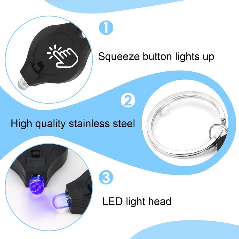 6Pcs Note Checker Blacklight Mini LED Keychain Torches Mini Keychain