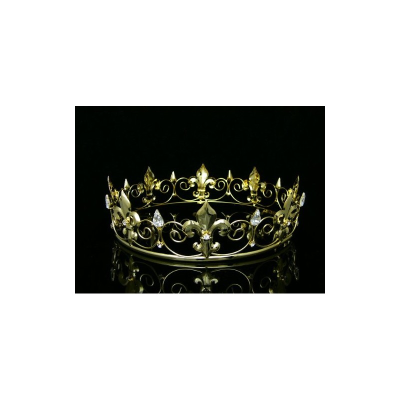 Men's Full King's Crown for Theather Prom Party - Clear