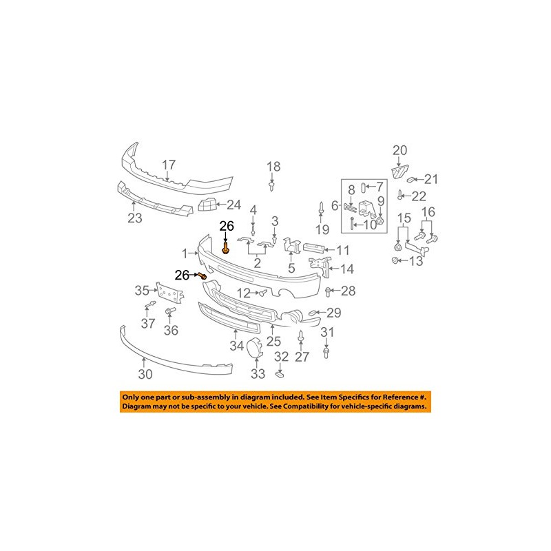 13-14 Silverado Sierra Impala Malibu Front Bumper Out Bracket Rivet
