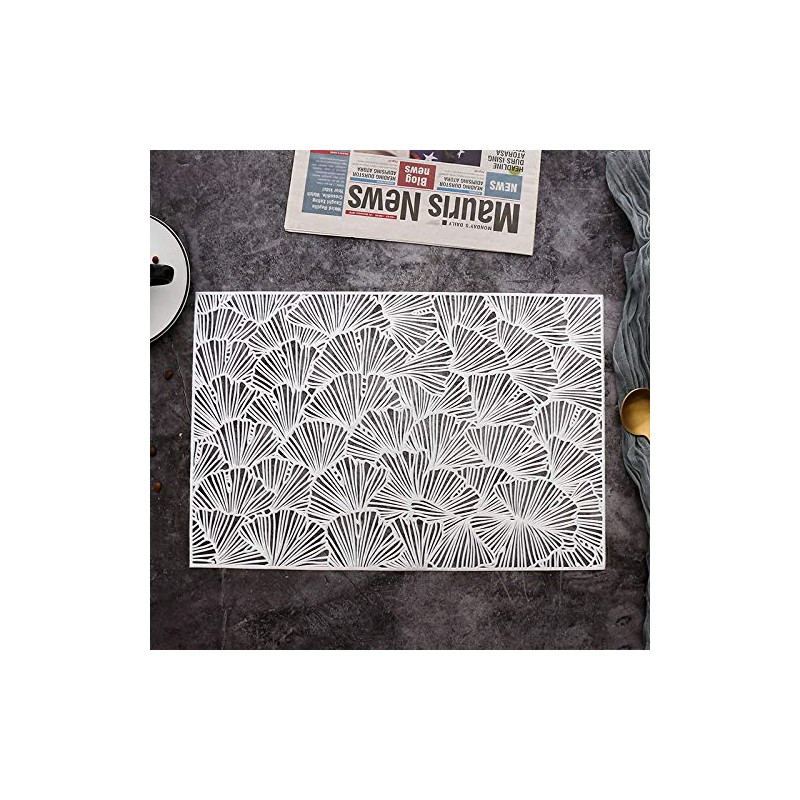Hosoncovy 4 Pack Ginkgo Biloba Decorative Placemats Rectangle PVC Hollow