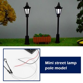 Create idea 20PCS Miniature Street Light Model OO HO Scale Railway Train Lamp Post 1:100 Scale 3V Pathway Lantern Post for Model Building Accessories 7cm Height