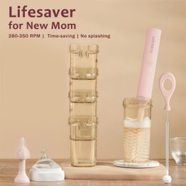 Oceenew Electric Bottle Brush Cleaner, Rechargable Electric Baby Bottle Brush for Travel, Waterproof Cleaner Set with Nipple & Straw Brush(2-Speed Modes, Food-Grade Silicone)