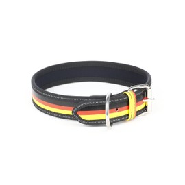 'Julius K9 400h, 60 K Faux Leather Collar In German National Colours. Width: 4 cm, Length: 60 cm
