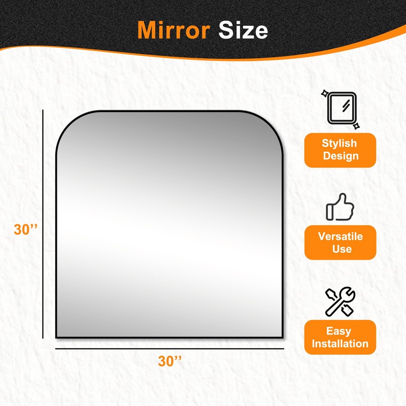 Bathroom Vanity Mirror,30" x 30" Black Metal Framed Wall Mirror
