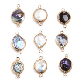 Natural freswater Pearl Connector Loose Beads Pearl Pendant Link 5 Pieces for Jewelry Making