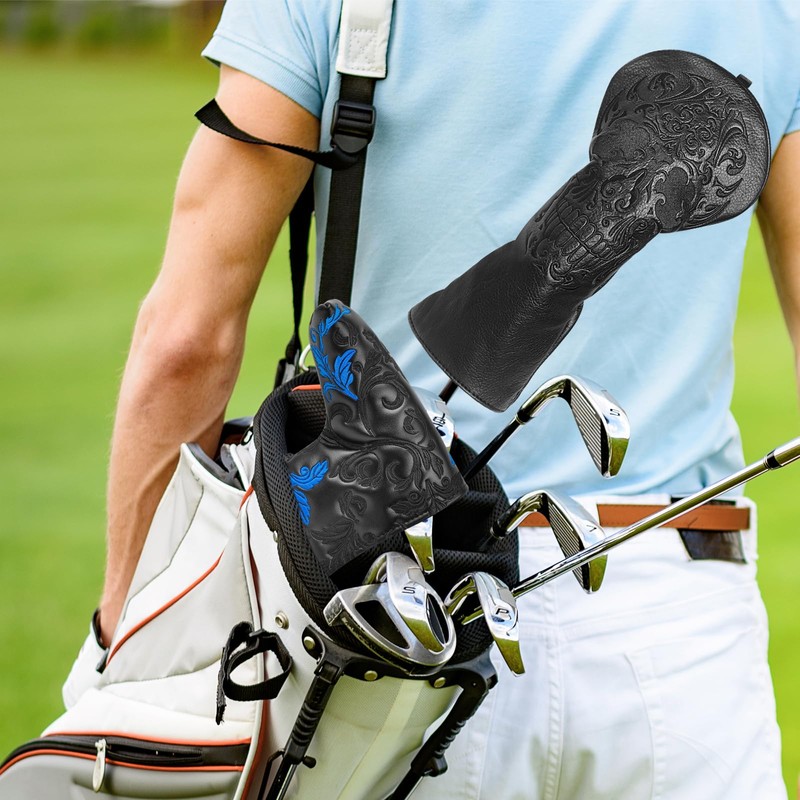 Craftsman Golf Black Floral Blade Putter Cover Headcover Protector