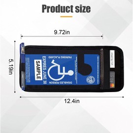 ZIMISI Handicap Placard Holder for Car, Universal Transparent Disabled Parking Permit Sign Protector, Auto Sun Visor Storage Clip Accessories with Pen Holder, Card Slot, Elastic Strap (Black)