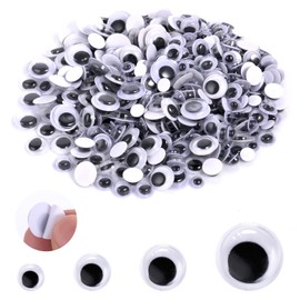 500 Pcs Googly Eyes for Crafts, Multi Sizes Self Adhesive Craft Eyes for DIY, Black and White Googly Eye Decoration Mixed Packaging (6mm 8mm 10 mm 12mm）