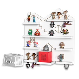 House Tonies Shelf Magnetic - Tonies Figure Organizer for Kids Room, Wall Mounted Toy Display & Storage for Toniesbox Holder, Toy Floating Shelves Compatible Charging Station (White, Hold 35+ Figures)