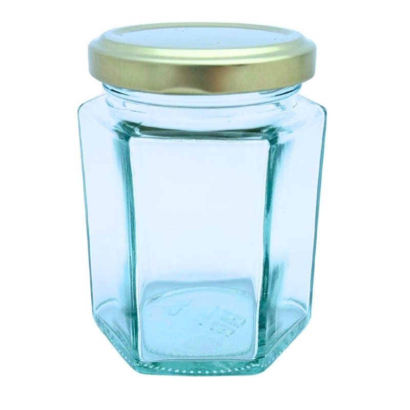 Bramley & Sage 190ml 8oz Hexagonal Jam Jar with Gold