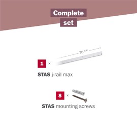 STAS j-Rail max Art Gallery Hanging System - Covers 6.56 ft of Wall Space - Art Display Rail for Museum & Gallery Picture Rail Complete Kit with Installation Hardware (White Rails)