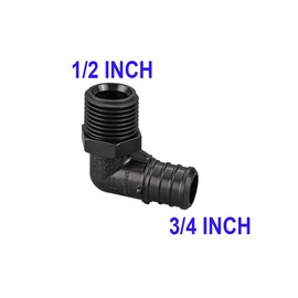 10 Pack TMKOOL Poly PPSU Pex 3/4" x 1/2" Male NPT 90 Degree Elbow Threaded Adapter Barb Crimp Fittings for PEX B Pipes ASTM F2159 (10pcs 3/4"x1/2" Elbow)