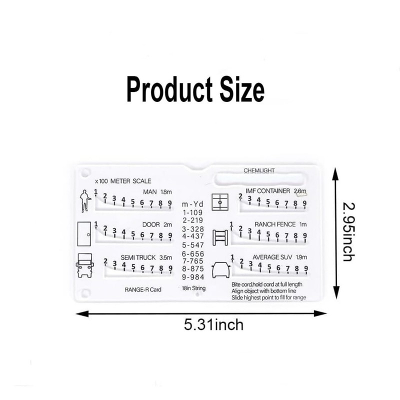 Hunting Range Finder Card, 6 Reticles, Waterproof Distance Measurer, Slope