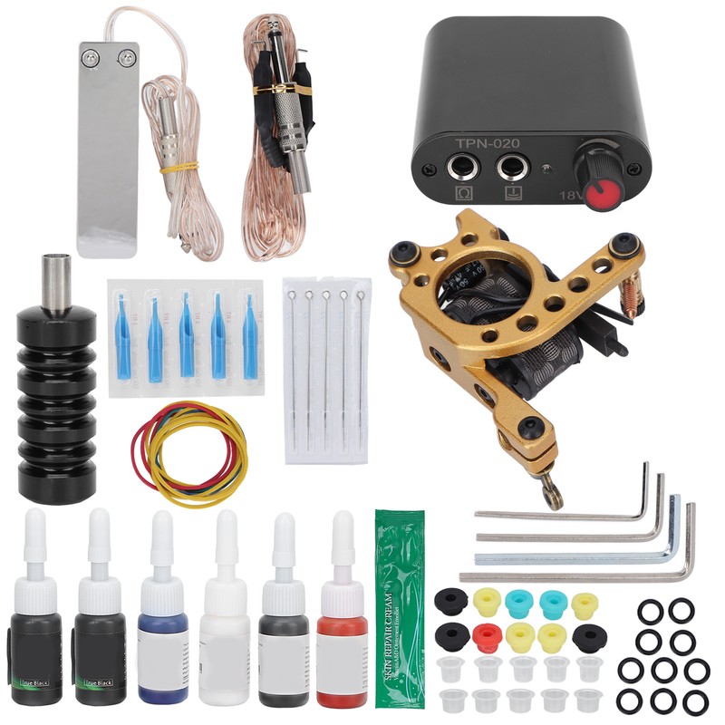 Professional Tattoo Machine Kit Tattoo Power Supply 10 Wraps Complete