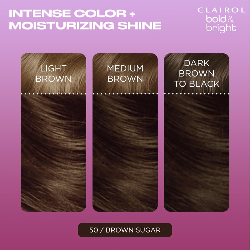 Clairol Bold & Bright Permanent Hair Dye, 50 Brown Sugar