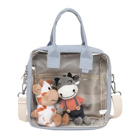 Happykau Pain Bag, Thrust Bag, Transparent, Shoulder Bag, 3-Way Showing Bag, Clear, Pouch, Cross-body, Vinyl, Small, blue