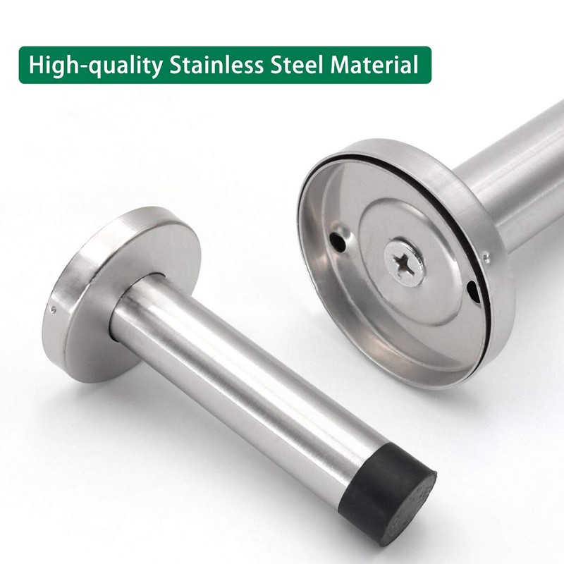 Long Door Stops, 8 Inch Stainless Steel Doorstop, Brushed Door