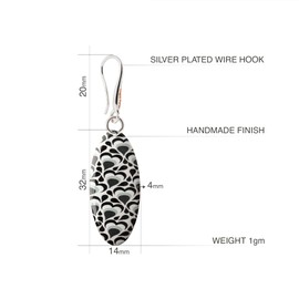 Handmade Long Thin Flower Oval Dangle Earrings Jewellery for Women (Style 15 - Black)