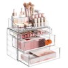 Delamu 4-Tier Clear Makeup Organizer with Drawer - Stackable Acrylic
