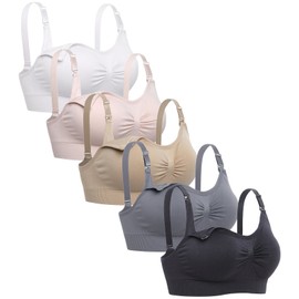Lataly Lataly Womens Sleeping Nursing Bra Wirefree Breastfeeding Maternity Bralette Color Pack of 5 Size S