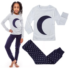 100% COTTON "MOON" BOYS & GIRLS 2 PIECE PAJAMA SET (SIZE 12M-7Y) +2 FREE GIFTS! Grey / Navy 3 Years
