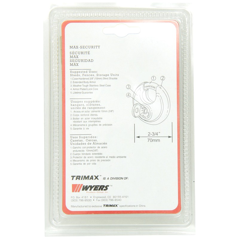 Trimax TRP170 Stainless Steel 70mm Round Pad Lock - 10mm
