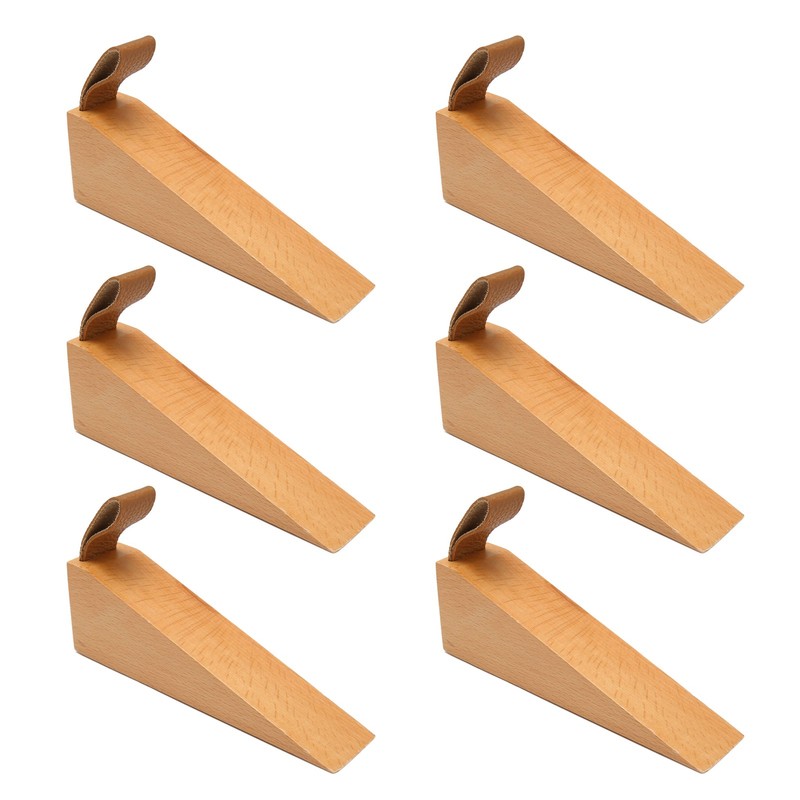 6pcs Door Stopper Wedge Polished Glossy Compact Wooden Firefighter Door