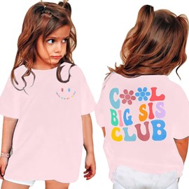 Big Sister Shirt Cool Big Sis Club Letter Printed Shirt Big Sister Announcement for Toddler Girls Outfit Pink