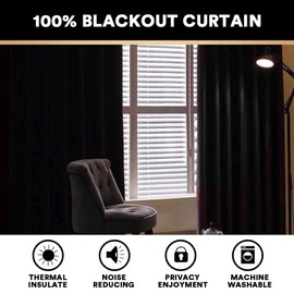 PrinceDeco Linen Blackout Curtains 100% Blackout Curtains 108 Inches Long Linen Look Patio Door Curtains Thermal Insulated Door Curtain for Living Room/Bedroom,W100 X L108 Inch, Natural