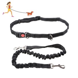 HACRAHO Hand Free Dog Leash, 1 PCS Adjustable Dog Leash Waist Belt Reflective Bungee Running Leash for Dog Training Walking Hiking Black