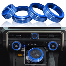 4 Pcs AC Air Conditioner Knob Cover for 2024 2025 Toyota Tacoma 2025 Toyota 4Runner with 14" Screen Center Console Button Knob Cover Rings, AC Switch Audio Covers for Tacoma Interior Accessories(Blue)