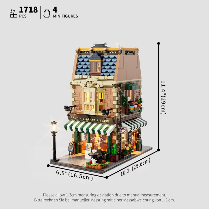 Funwhole Book-Cafe Lighting Building-Bricks Set - City Town Coffee House